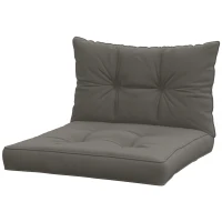 Outsunny 2er-Set Polsterauflage Gartenmöbelsitzkissen Sitzauflage, wetterbeständig, Knopfheftung, 60 x 60 x 10 cm, Grau(m-1)