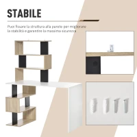 HOMCOM Scrivania con Libreria per Camera, Scrivania Ufficio, Scrivania Porta PC in Legno Multicolore, 120x60x148cm(m-5)