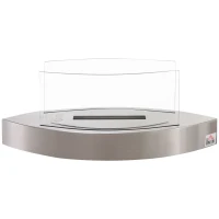 HOMCOM Ethanolkamin, Tischkamin, 2 Stunden Brenndauer, 0,6L, Edelstahl, 60 x 20 x 24 cm, Silber(m-10)