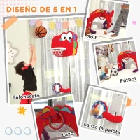 AIYAPLAY Canasta de Baloncesto para Niños Altura Ajustable con Fútbol Golf Lazo Juego de Lanzamiento de Pelota Rojo(m-5)