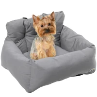 PawHut Siège d'auto pour animaux de compagnie sac de transport chien et chat rembourré de coton PP épais sûr et confortable fond antidérapant 50 x 54 x 33 cm gris foncé(m-1)