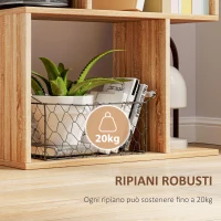 HOMCOM Mobile Libreria in Legno a 5 Ripiani con Divisorio, 60x24x184.5 cm, Color Legno(m-5)