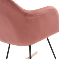 HOMCOM Fauteuil à bascule grand confort accoudoirs assise dossier garnissage mousse haute densité velours rose poudré(m-7)