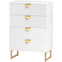 HOMCOM Elegant Chest of Four Drawers - White(m-11)