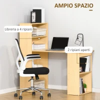 HOMCOM Scrivania Computer con Libreria Salvaspazio, Tavolo da Pranzo per Ufficio e Studio in Truciolato 120x55x120 cm(m-5)
