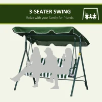 Outsunny 3-Seat Swing Chair Garden Swing Seat with Adjustable Canopy for Patio, Green(m-6)