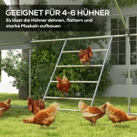 PawHut Sitzleiter für Hühner, 4 Sitzstangen, wetterfest, für 4-6 Hühner, Stahl/Holz(m-6)