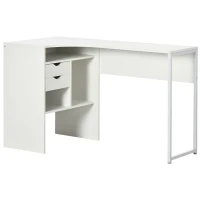 HOMCOM L Shaped Desk, 120cm Computer Desk, Corner Desk with 2 Drawers and 3 Storage Compartments for Home Office, Study Workstation, White(m-11)
