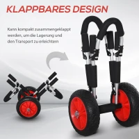 HOMCOM Surfwagen klappbar bis 45 kg AluTransportwagen Kajakwagen klappbar gepolstert Kunstleder-Reifen Bootswagen Surfwagen Bootstrailer Trolley für Surfbrett Board Schlauchboot(m-5)