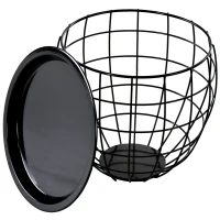 HOMCOM Couchtisch-Set 3-teilig, abnehmbare Tischplatte, Stahlrahmen, Schwarz glänzend, verschiedene Größen(m-9)