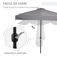 Outsunny Ombrellone Semicircolare da Parete 2.5x2.3m, con Apertura a Manovella, in Metallo e Poliestere, Grigio(m-4)