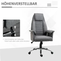 HOMCOM Chefsessel, höhenverstellbar, 5 Rollen, ergonomische Form, 68 cm x 69 cm x 126 cm, Grau(m-5)