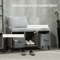 HOMCOM Ensemble de Banc à Chaussures et Porte-manteau Multi-rangement - Coussin rembourrée - pour Entrée, Salon, Chambre - Gris(m-7)