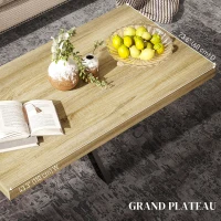 HOMCOM Table Basse rectangulaire table d'appoint Style Industriel en métal Noir et Plateau aspect Bois - dim. 110 x 60 x 45cm(m-4)