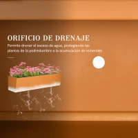 Outsunny Jardinera Rectangular Colgante de Acero con 2 Ganchos Ajustables y 2 Orificios de Drenaje para Balcón 91x35x24 cm Marrón(m-5)