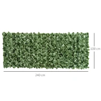 Outsunny 4-Piece Artificial Leaf Hedge Screen Privacy Fence Panel for Garden Outdoor Indoor Decor, Dark Green, 2.4M x 1M(m-3)