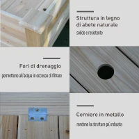 Outsunny Fioriera da Esterno a 2 Livelli in Legno di Abete con Foro di Drenaggio, 115x114x76 cm(m-7)