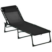 Outsunny Sonnenliege, klappbar, atmungsaktiver Bezug, Metallrahmen, 197 x 58 x 76 cm, Schwarz(m-1)
