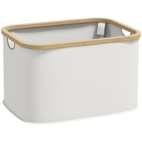 HOMCOM Cesto de la Ropa Sucia Plegable 36 L con Asas para Baño Dormitorio Lavadero 44,3x33,3x26,5 cm Crema