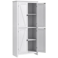HOMCOM Mobile Cucina a 4 Ante con Mensole Regolabili e Base Rialzata in Legno, 80x40x182cm, Bianco(m-10)