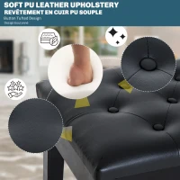 HOMCOM Banquette tabouret siège pour piano avec coffre de rangement pied bois caoutchouc assise capitonnée revêtement synthétique noir(m-4)
