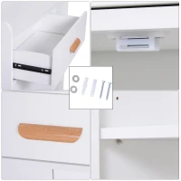 HOMCOM Meuble de rangement design scnadinave dim. 80L x 30l x 96H cm 4 niches placard 2 portes étagère tiroir coulissant bois massif panneaux particules blanc(m-5)