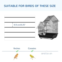 PawHut Metal Bird Cage for Finch, Canary w/ Food Containers, Swing Ring, Tray, Handle, 39 x 33 x 47cm(m-7)