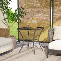 Outsunny 60cm Square Garden Table, Outdoor Metal Bistro Side Desk with Mesh Top, Black(m-10)