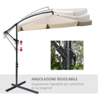 Outsunny Ombrellone da Giardino Ø2.7x2.7m a Braccio con Tettuccio Regolabile, Marrone Chiaro(m-5)