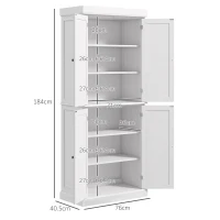 HOMCOM Freestanding Kitchen Cupboard with 4 Doors, Storage Cabinet with 6-Tier Shelving and 4 Adjustable Shelves, White(m-3)