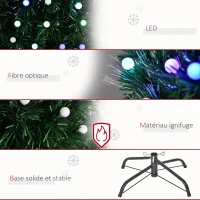 HOMCOM Sapin de Noël Artificiel Lumineux 150H cm Fibre Optique LED 170 Ampoules Multicolores 170 Branches étoile Sommet Brillante Vert(m-7)