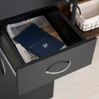 HOMCOM Mesa Escritorio para PC Mesa de Ordenador con Estantes abiertos y baldas Ajustables Armario Soporte para CPU y Bandeja Extraíble 120x60x74 cm Negro(m-8)