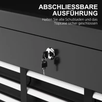 HOMCOM Werkzeugkiste, abschließbar, 3 Schubladen, Stahlgehäuse, 60x26x34cm, Schwarz(m-5)