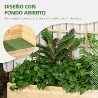 Outsunny Jardinera de Madera con Enrejado Arriate de Jardín para Trepadoras Cultivos Verduras Flores 110x116x120 cm Natural(m-5)