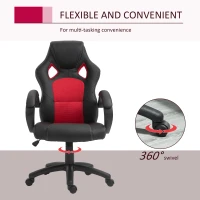 HOMCOM Office Chair Faux Leather Swivel Computer Desk Chair for Home Office with Wheels Armrests Black(m-6)