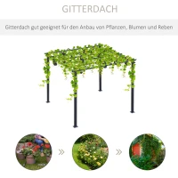 Outsunny Rosenpavillon Pflanzbogen Rosenbogen Rankhilfe Garten Pavillon wetterfest Metall Schwarz 2,97 x 2,95 x 2,3 m(m-4)