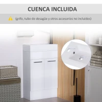 kleankin Mueble de Baño con Lavabo Cerámico con 2 Puertas Estilo Moderno Carga 50 kg 50x86x25 cm Blanco(m-5)