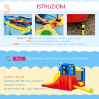 Outsunny Castello Gonfiabile 4 in 1 Bimbi 3-8 Anni, Scivolo e Piscina, 265x260x200cm(m-6)