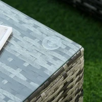 Outsunny 6 PC Rattan Sofa Coffee Table Set Sectional Wicker Weave Furniture for Garden Outdoor Conservatory w/ Pillow Cushion Grey(m-11)