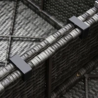 Outsunny Gartenmöbel-Set für 4 Personen, Rattanoptik, Beistelltisch mit Hartglasplatte, Sitz- und Rückenkissen, grau(m-9)