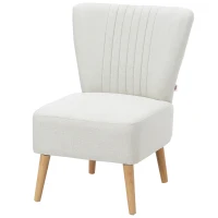 HOMCOM Poltrona Imbottita per Soggiorno e Sala in Stile Nordico, Poltroncina da Camera in Tessuto e Gambe in Legno, Bianco(m-10)