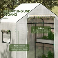 Outsunny Ersatzfolie für Gewächshaus, Ersatzabdeckung mit UV-Schutz, Rolltür, Seitenfenster, 140 x 73 x 190 cm, Weiß(m-6)