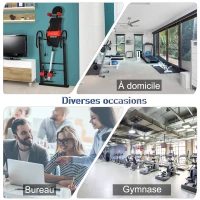 HOMCOM Table d'inversion de musculation pliable ceinture de sécurité réglable angle inversé ajustable 3 niveaux acier rouge noir(m-6)