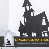 HOMCOM Selbstaufblasbare Halloweendekoration, Grabstein, LEDs, 150 x 90 x 210 cm, Weiß+Schwarz(m-5)
