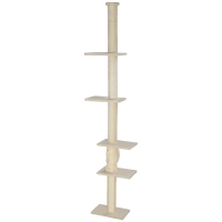 PawHut Kratzbaum, verstellbare Höhe 225-275 cm, stabile Basis, Kippschutz, Plüschbezug, Cremeweiß