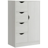 HOMCOM Armario de Salón con 4 Cajones 1 Puerta y Estante Interior Mueble de Almacenaje Multiusos 54x29x83 cm Blanco(m-11)