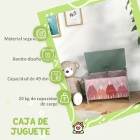 ZONEKIZ Cajas de Juguetes para Niños de 3 a 8 Años Cajas de Almacenamiento con 2 Asas y Estampado de Osos 60x37x39 cm Verde(m-4)