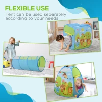 HOMCOM 3 in 1 Pop Up Tent Kids Playhouse Toddlers Crawl Tunnel Cute Drawing On Surfuce Indoor Outdoor Garden Use 230 x 74 x 93 cm(m-6)