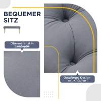 HOMCOM Sitzbank im Tufting-Design, Bezug in Samtoptik, Stahlbeine, hellgrau, 115 x 46 x 49 cm(m-5)