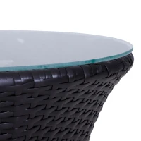 Outsunny Set Mobili in Rattan Set 2 Poltrone, Tavolino con Cuscini 3pz Giardino Esterno(m-7)